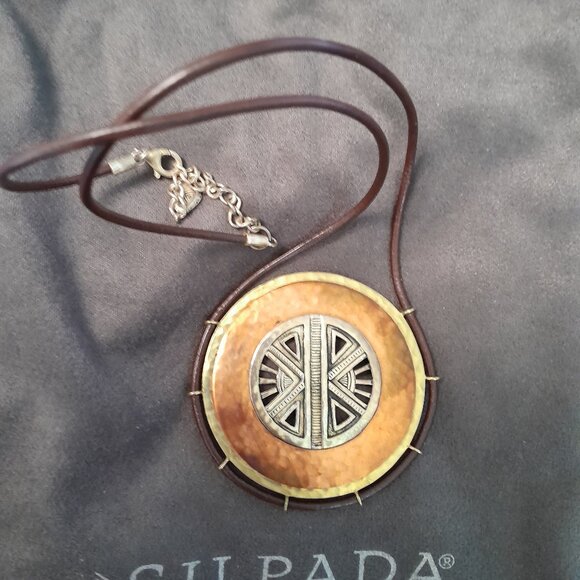 Silpada Bronze, sterling silver and leather necklace - Picture 1 of 3